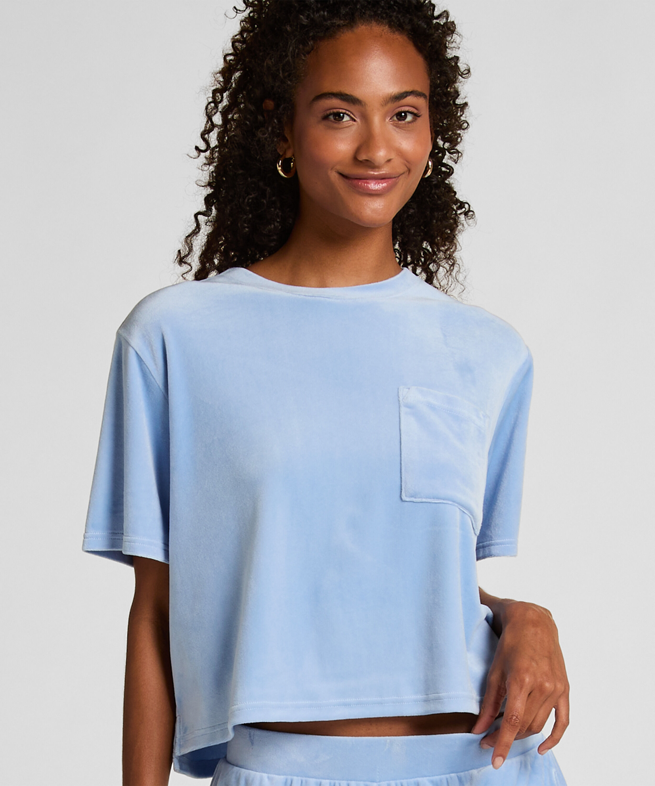 Top de terciopelo Pocket, Azul