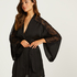 Kimono de satén y encaje, Negro