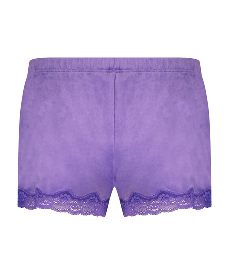 Pantal&oacute;n corto de terciopelo y encaje, Morado