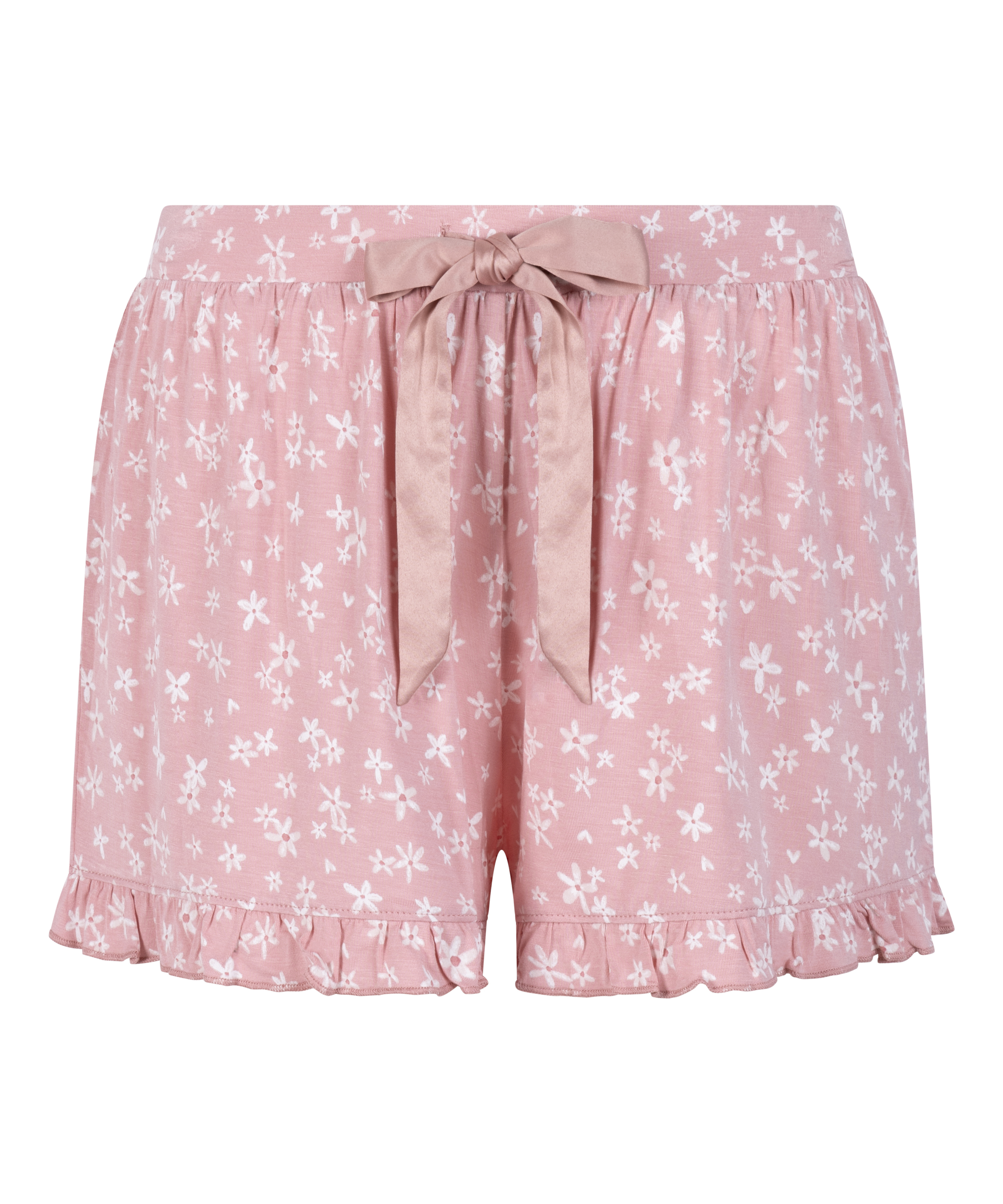 Short de punto con volantes, Rosa, main