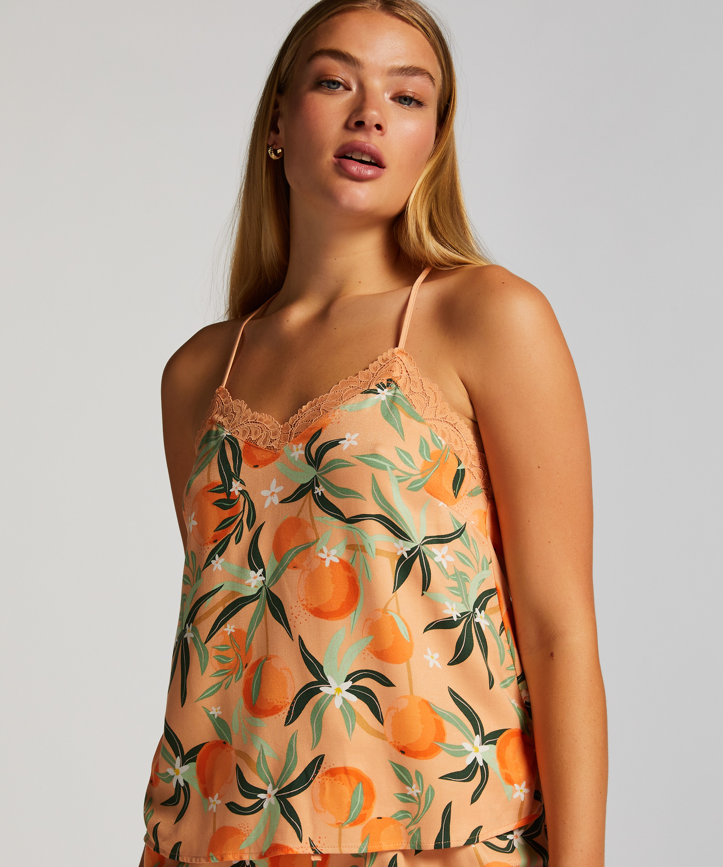 Camiseta top Woven Lace, Rosa, main