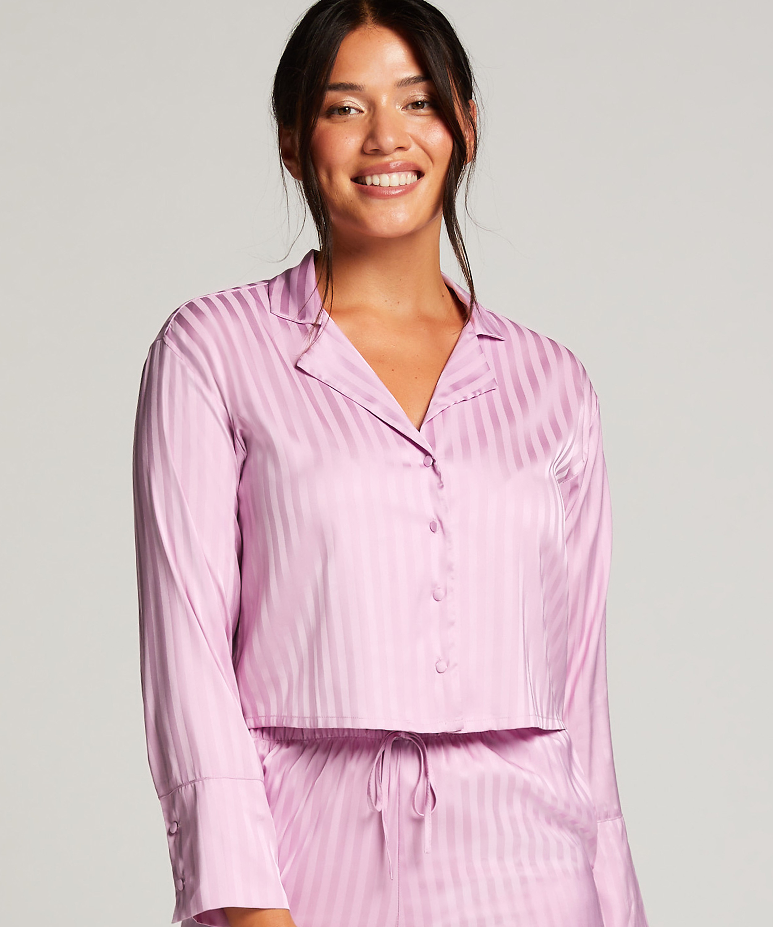 Chaqueta de manga larga y sat&eacute;n, Morado, main