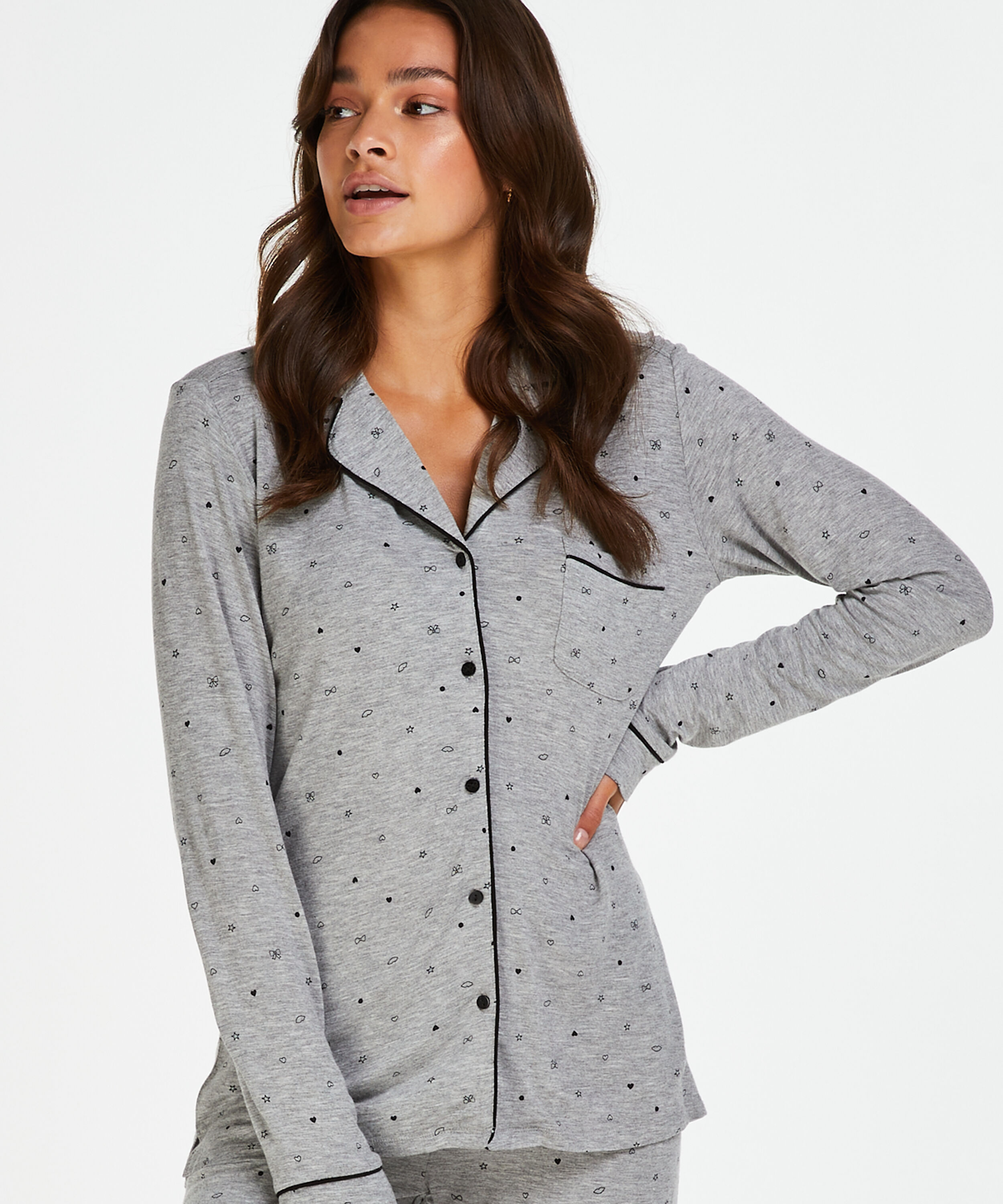 Conjunto de pijama largo, Gris
