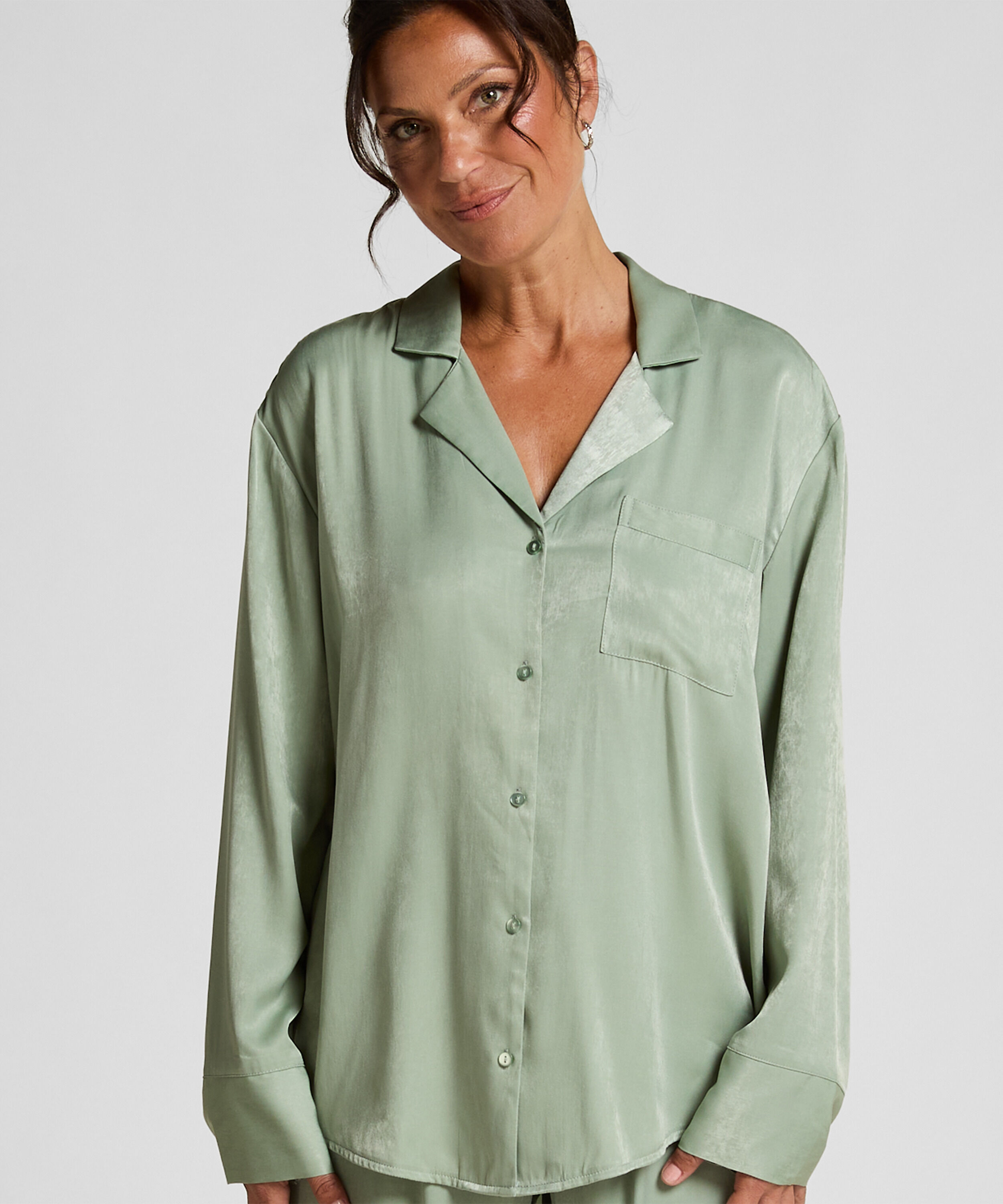 Chaqueta de manga larga y satén Ayla, Verde