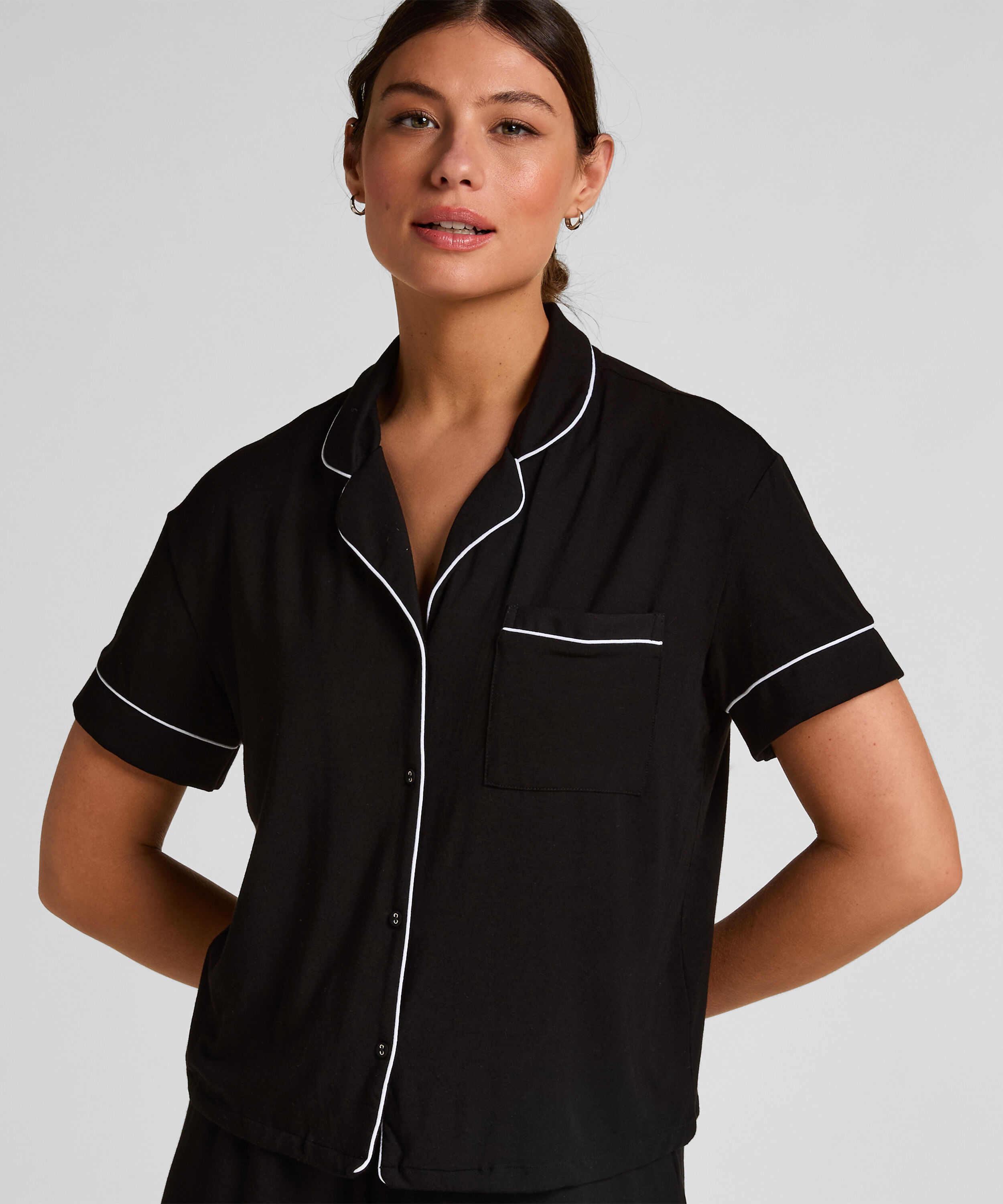 Chaqueta de manga corta de jersey Essential, Negro