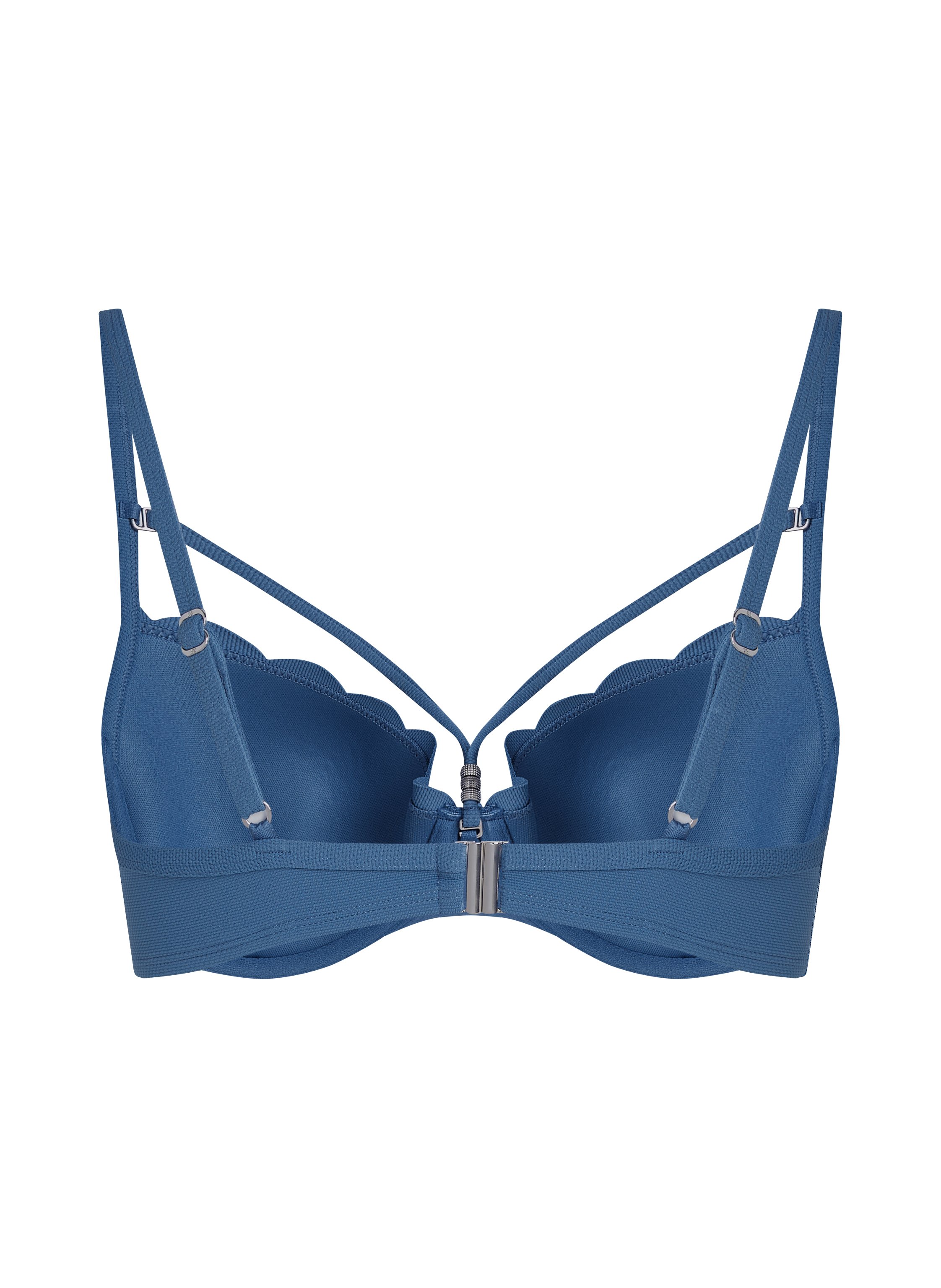 Top de bikini acolchado con aros Scallop, Azul, main