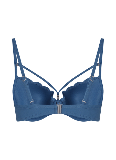 Top de bikini acolchado con aros Scallop, Azul
