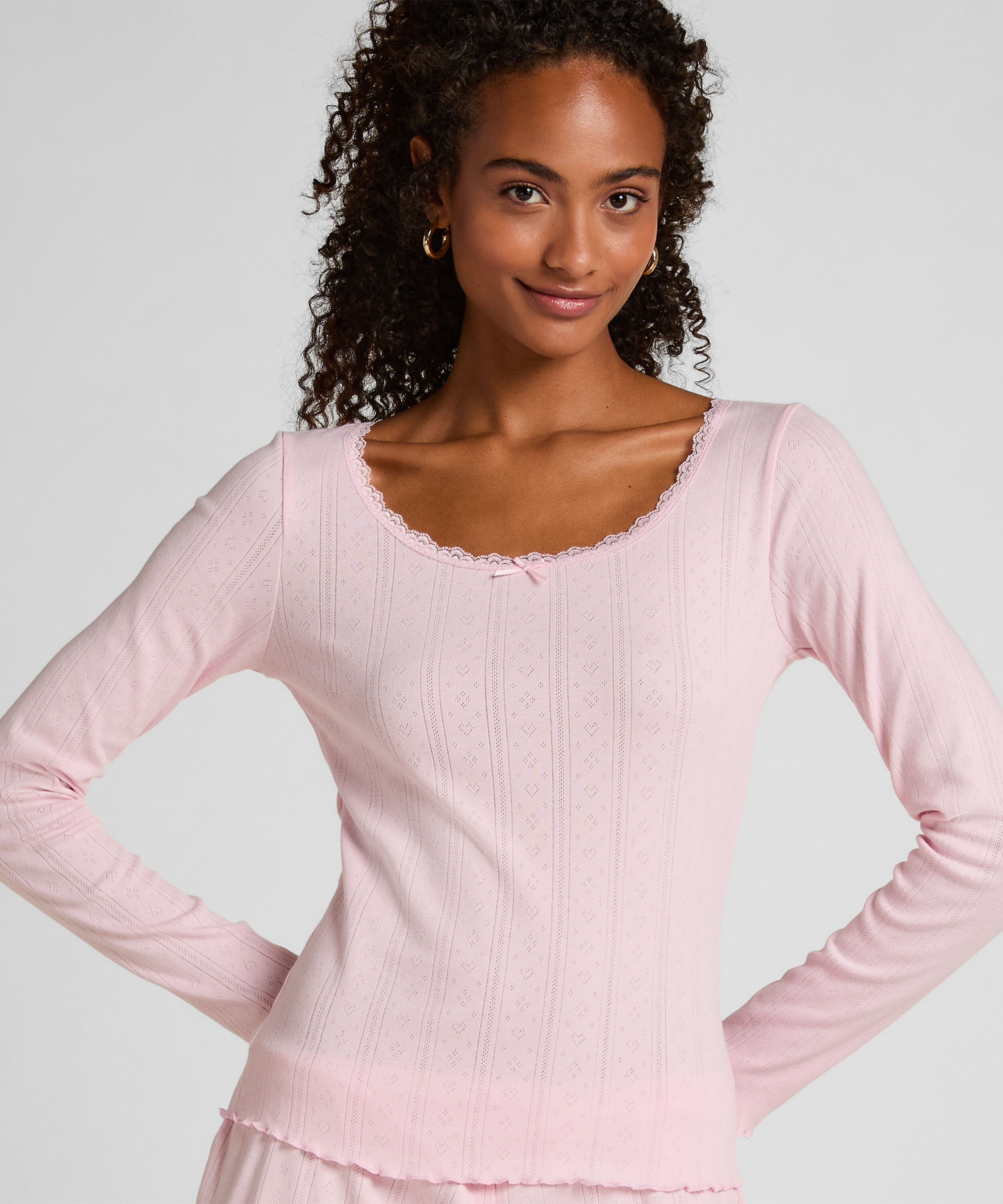 Top de pijama Pointelle, Rosa Top de pijama Pointelle, Rosa