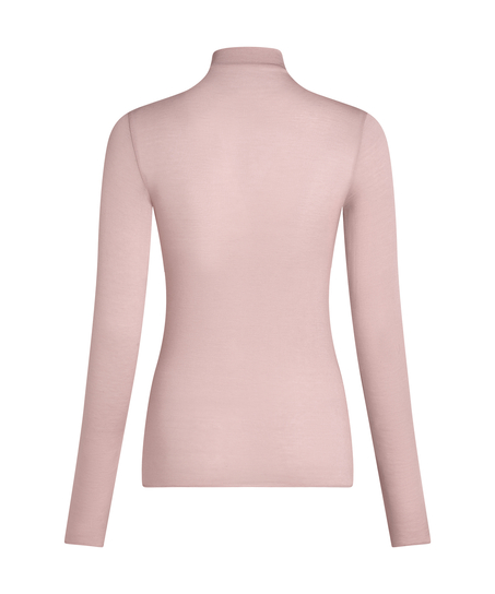 Camiseta de cachemir con cuello alto super suave, Rosa