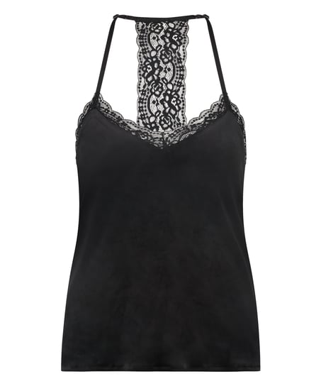 Top Velours Lace, Negro