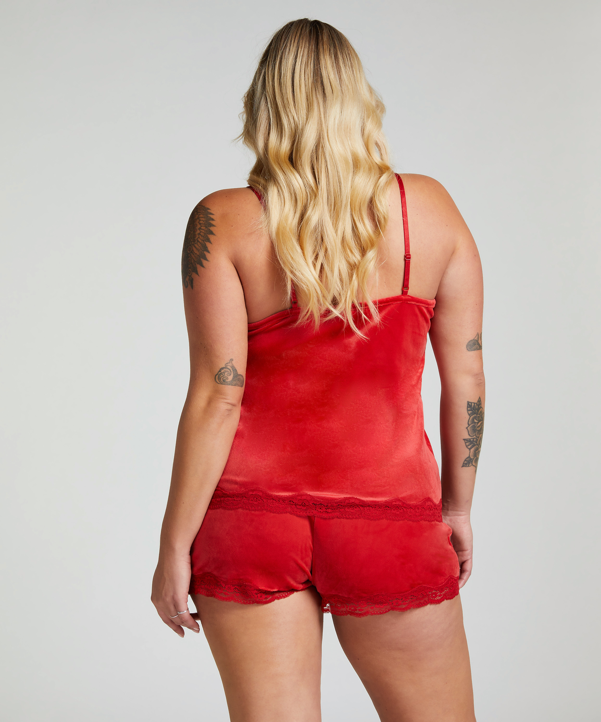 Camiseta top Velours Lace, Rojo, main