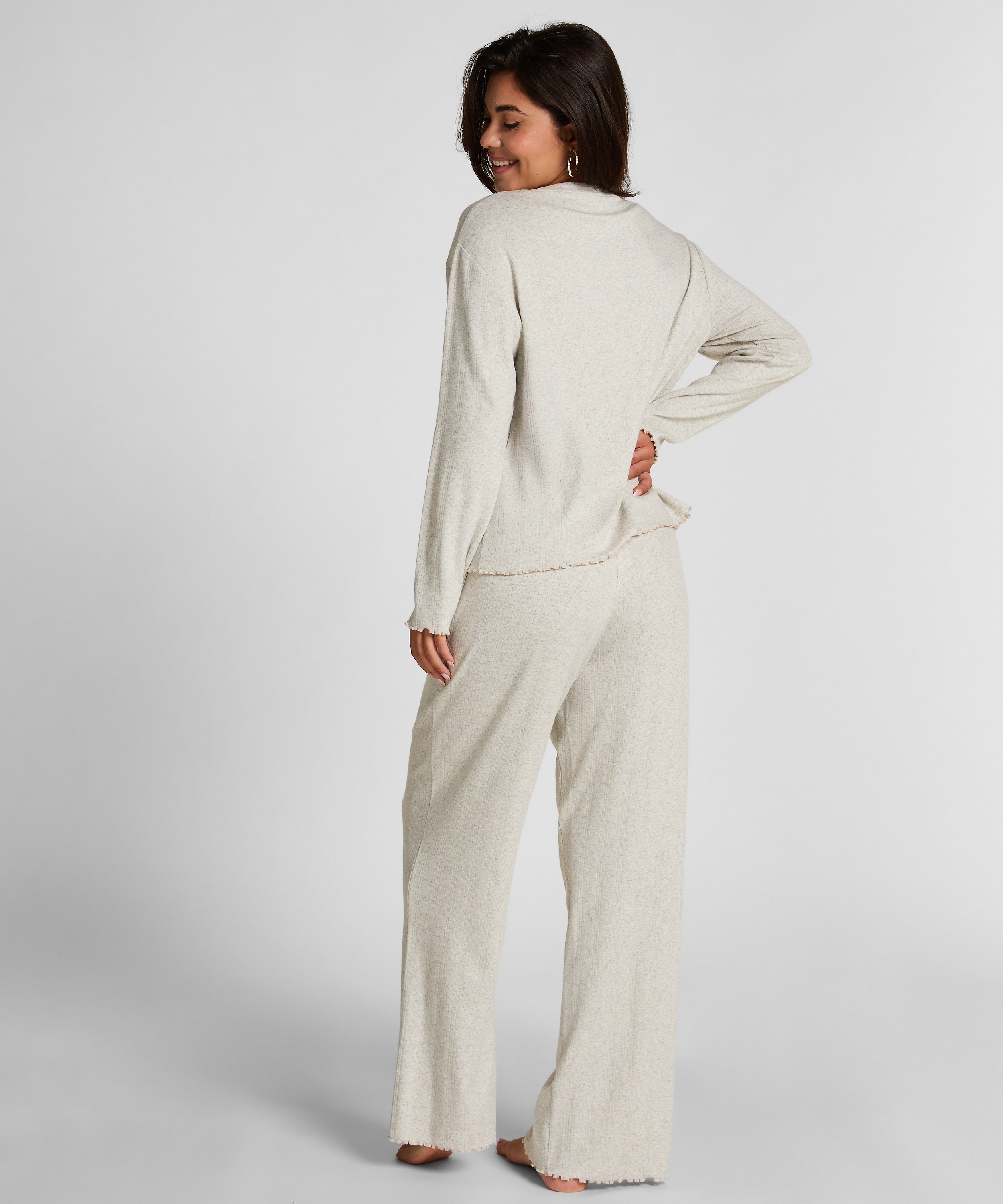 Pyjama Top Loose Pointelle, Gris, main