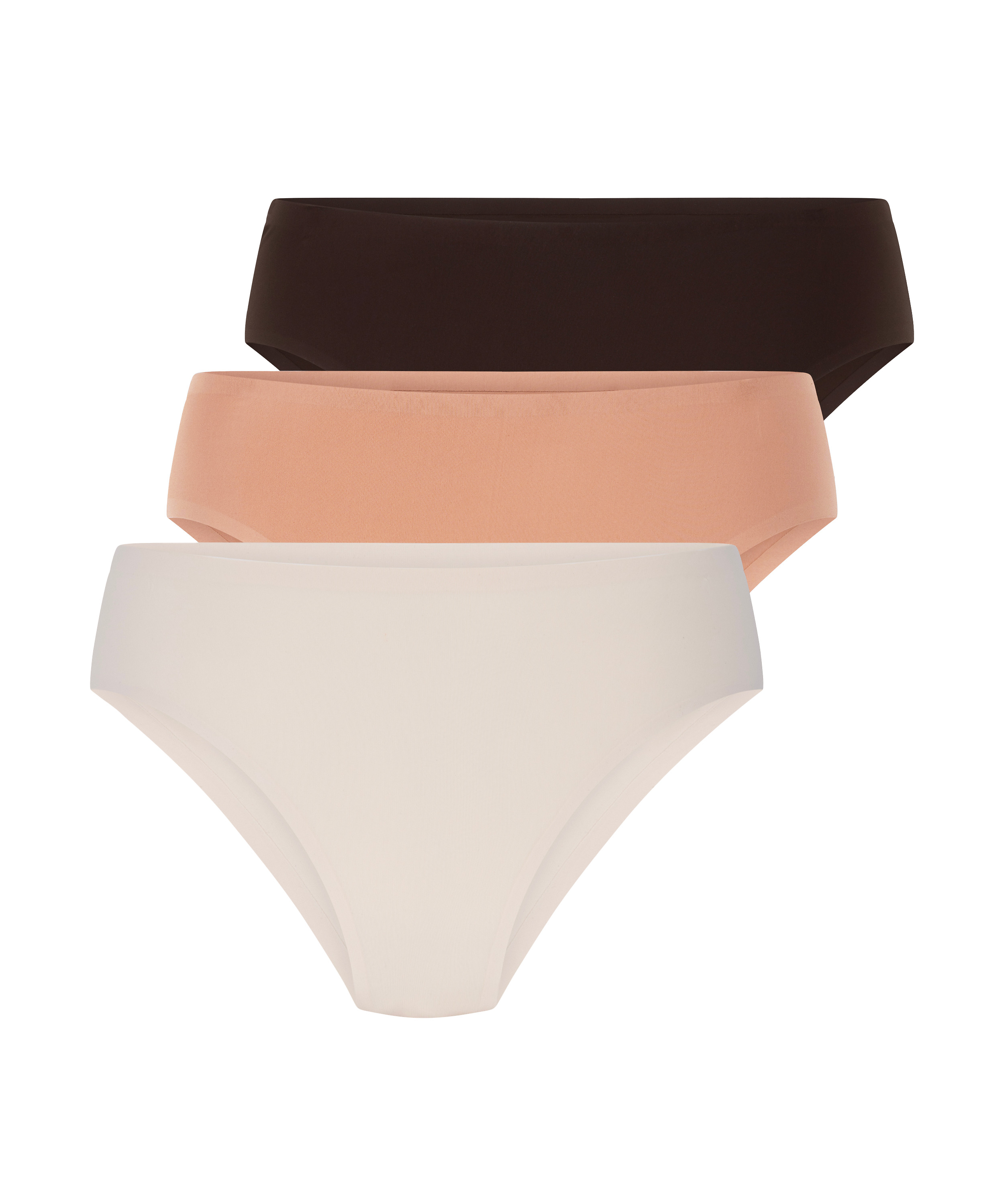 Lote de 3 braguitas brasileñas invisibles, marrón, main