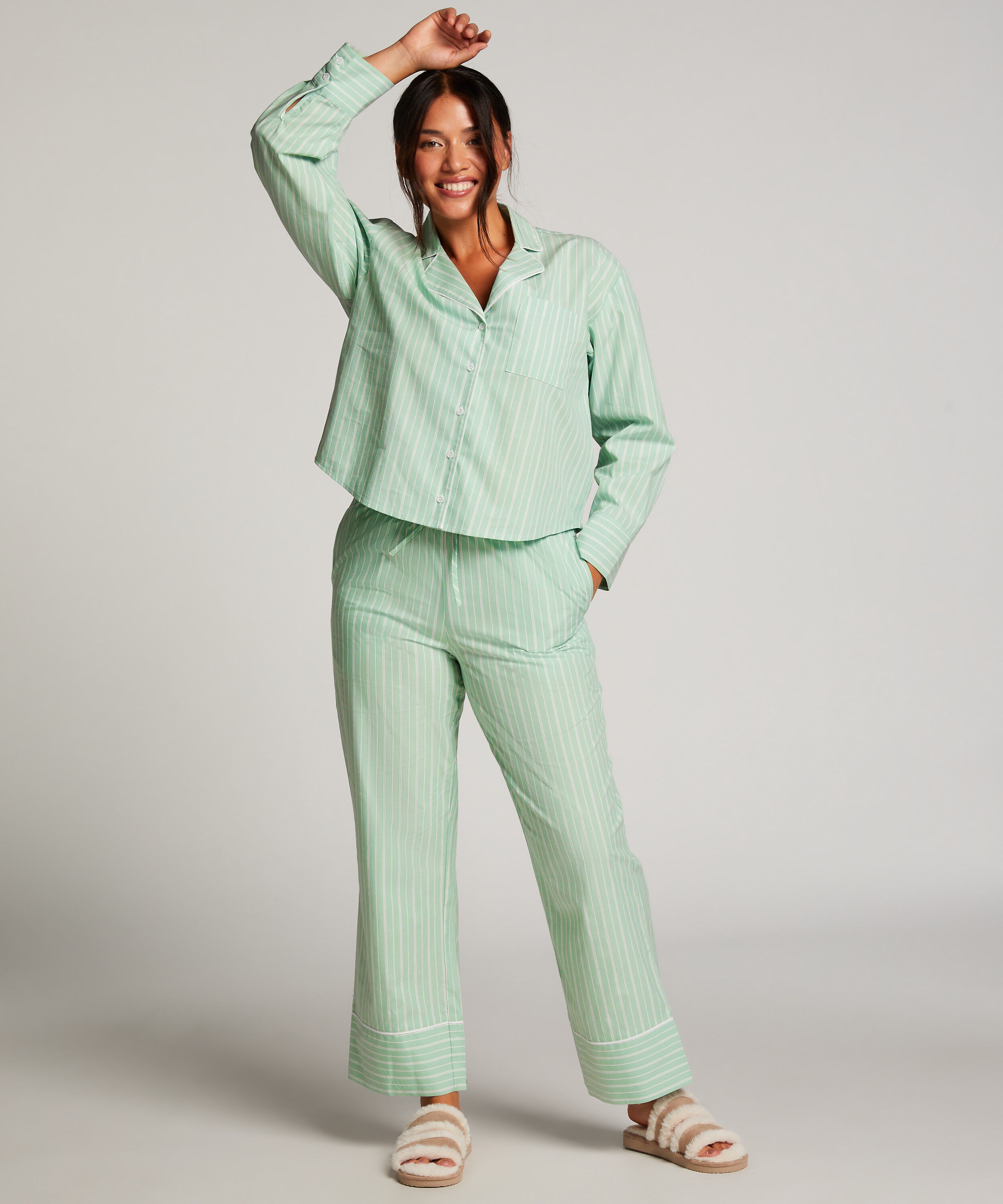 Pantal&oacute;n de pijama de algod&oacute;n, Verde