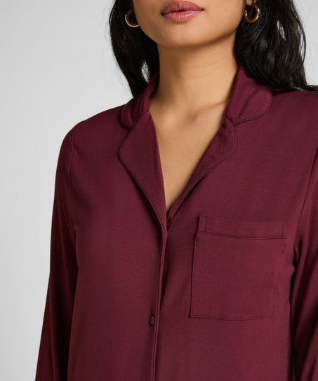 Vestido camisero de manga larga de jersey Essential, Morado