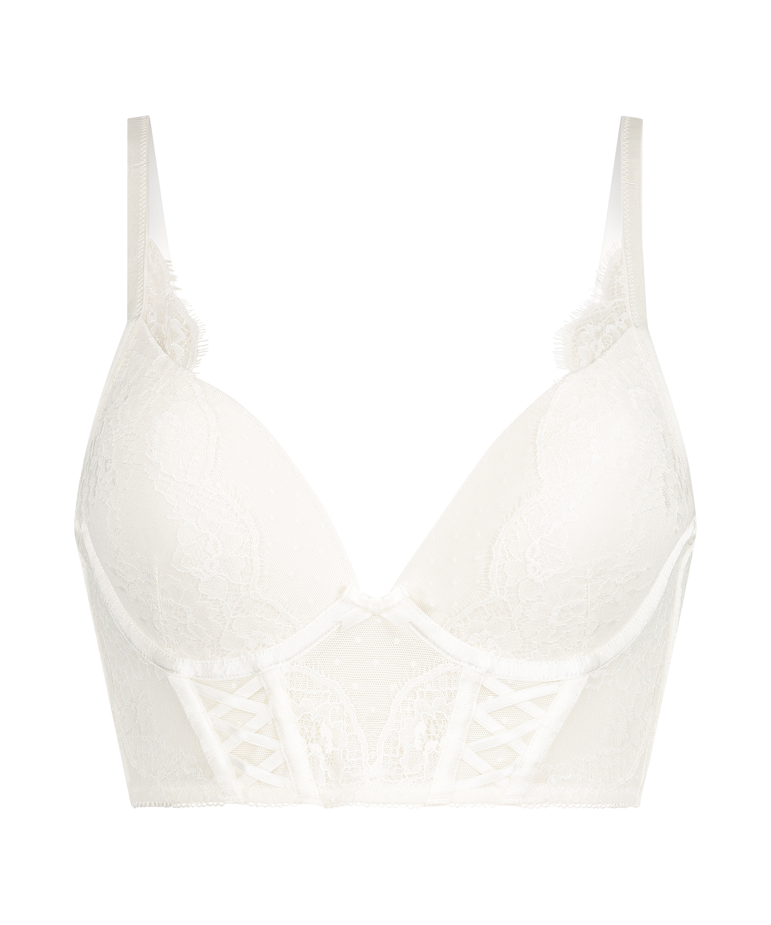Sujetador preformado con aros, longline push-up Jolie, Blanco, main