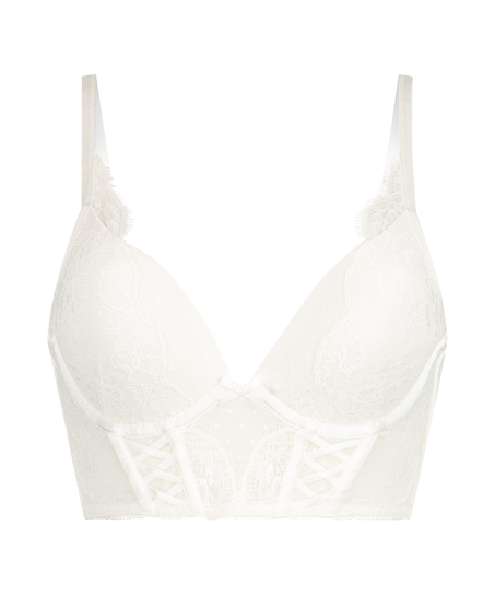 Sujetador preformado con aros, longline push-up Jolie, Blanco