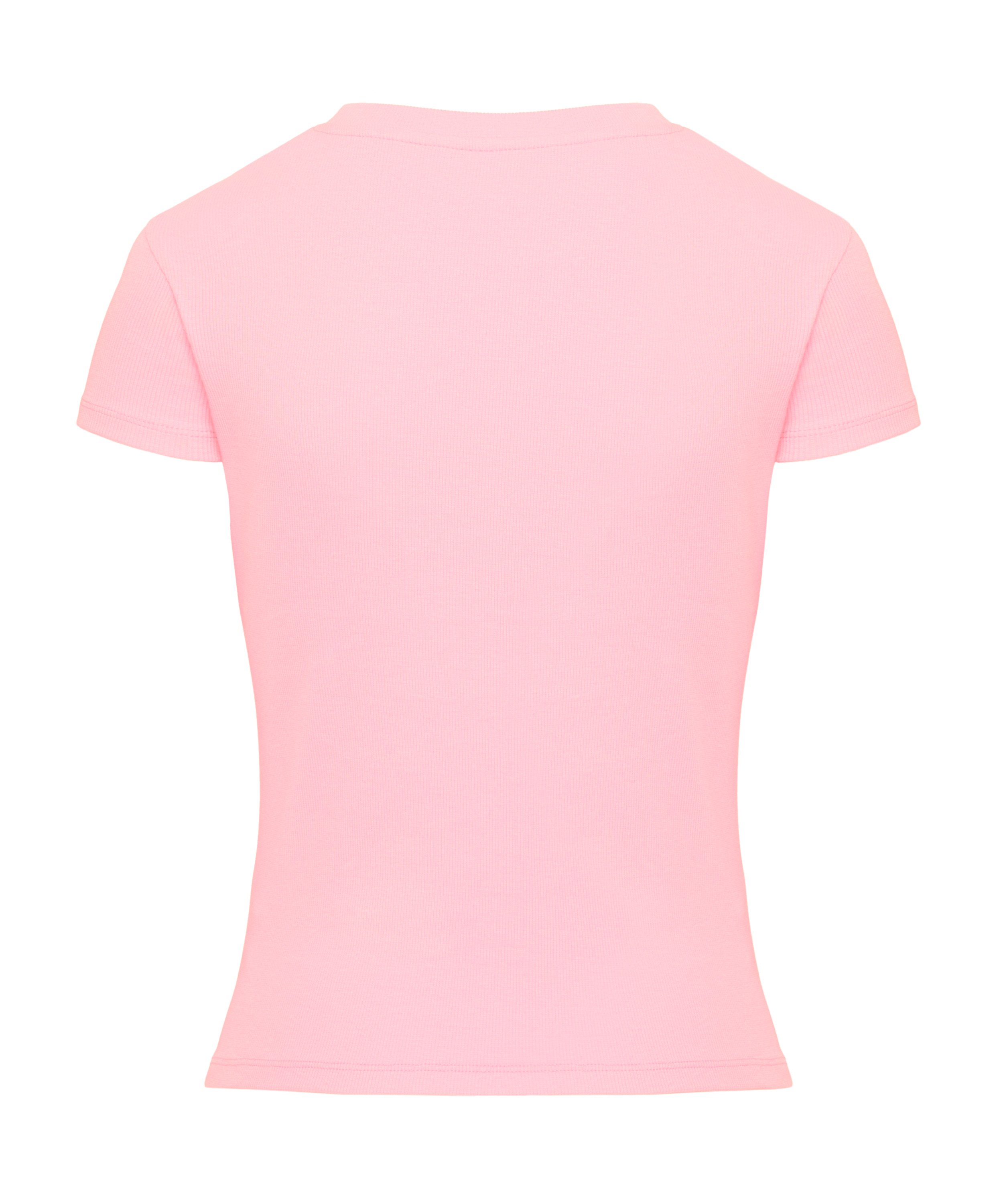 Top de pijama de manga corta rib crew neck, Rosa, main