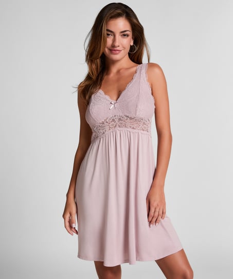 Vestido lencero Nora Lace, Rosa