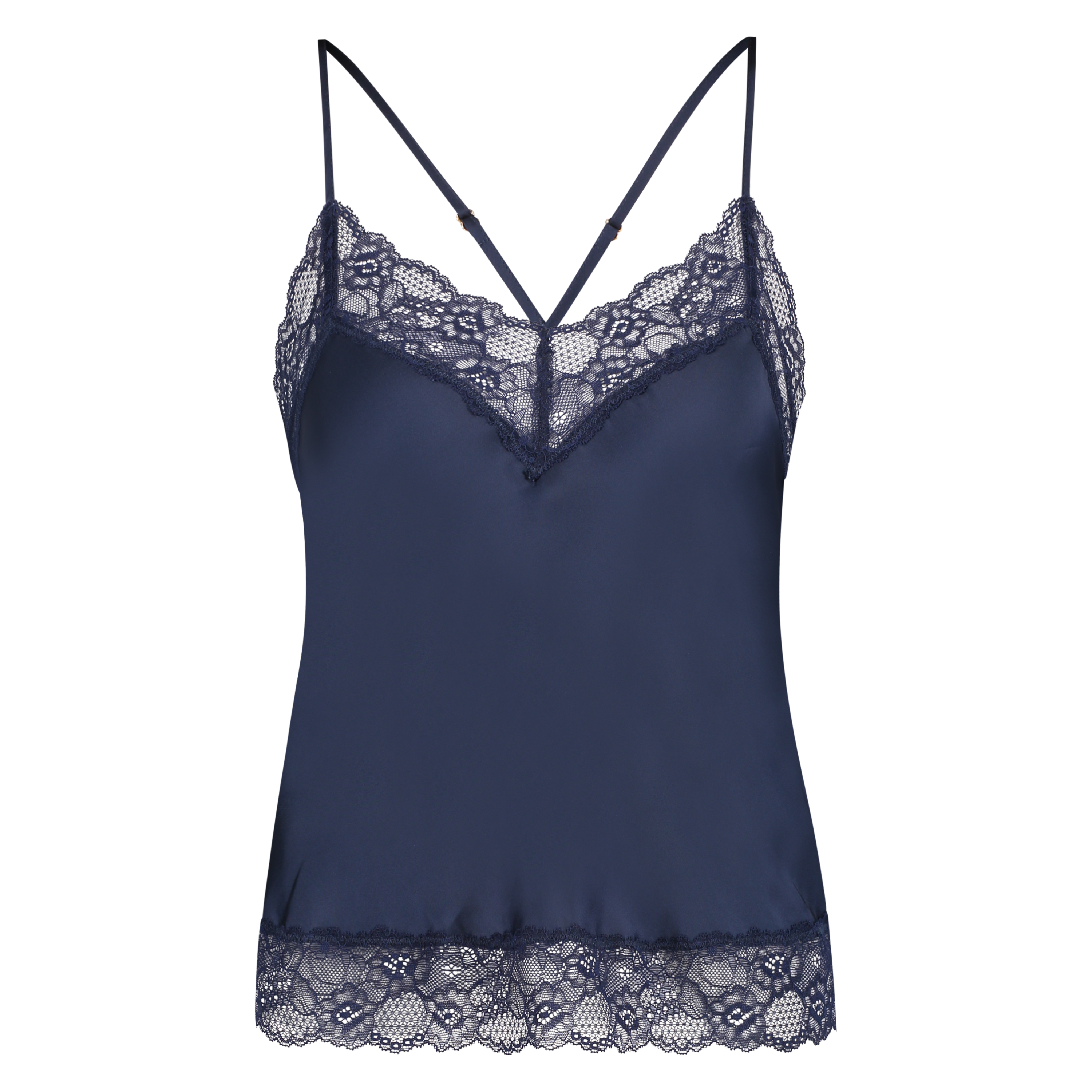 Camiseta top Satin Lace, Azul, main