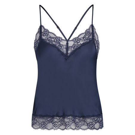Camiseta top Satin Lace, Azul