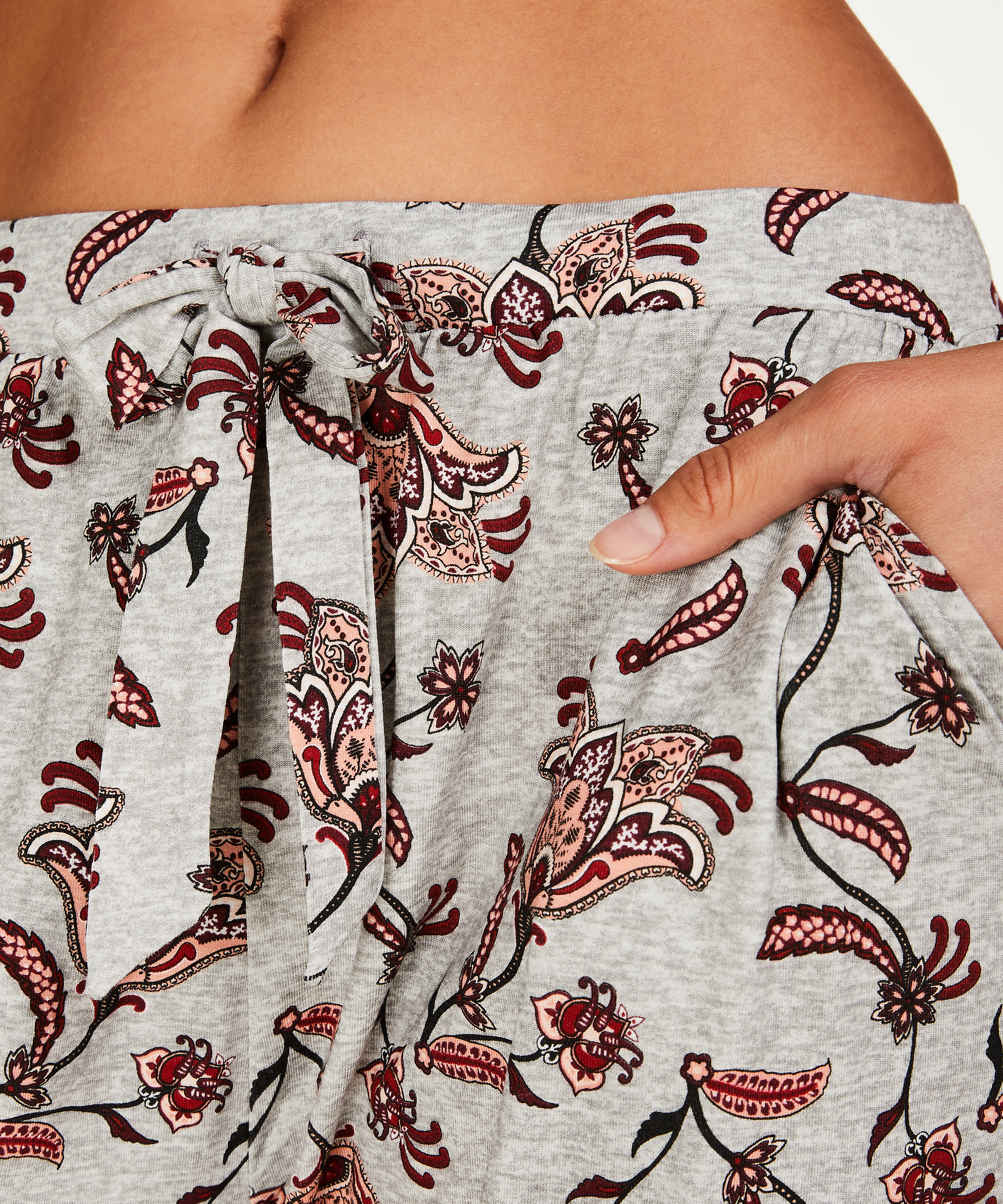 Pantal&oacute;n de pijama de manga corta corte holgado, Gris, main