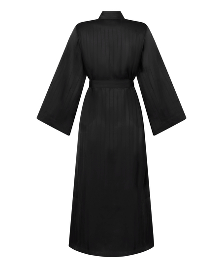 Kimono de sat&eacute;n a rayas, Negro