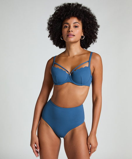 Braguita de bikini de cintura alta Scallop Rio, Azul