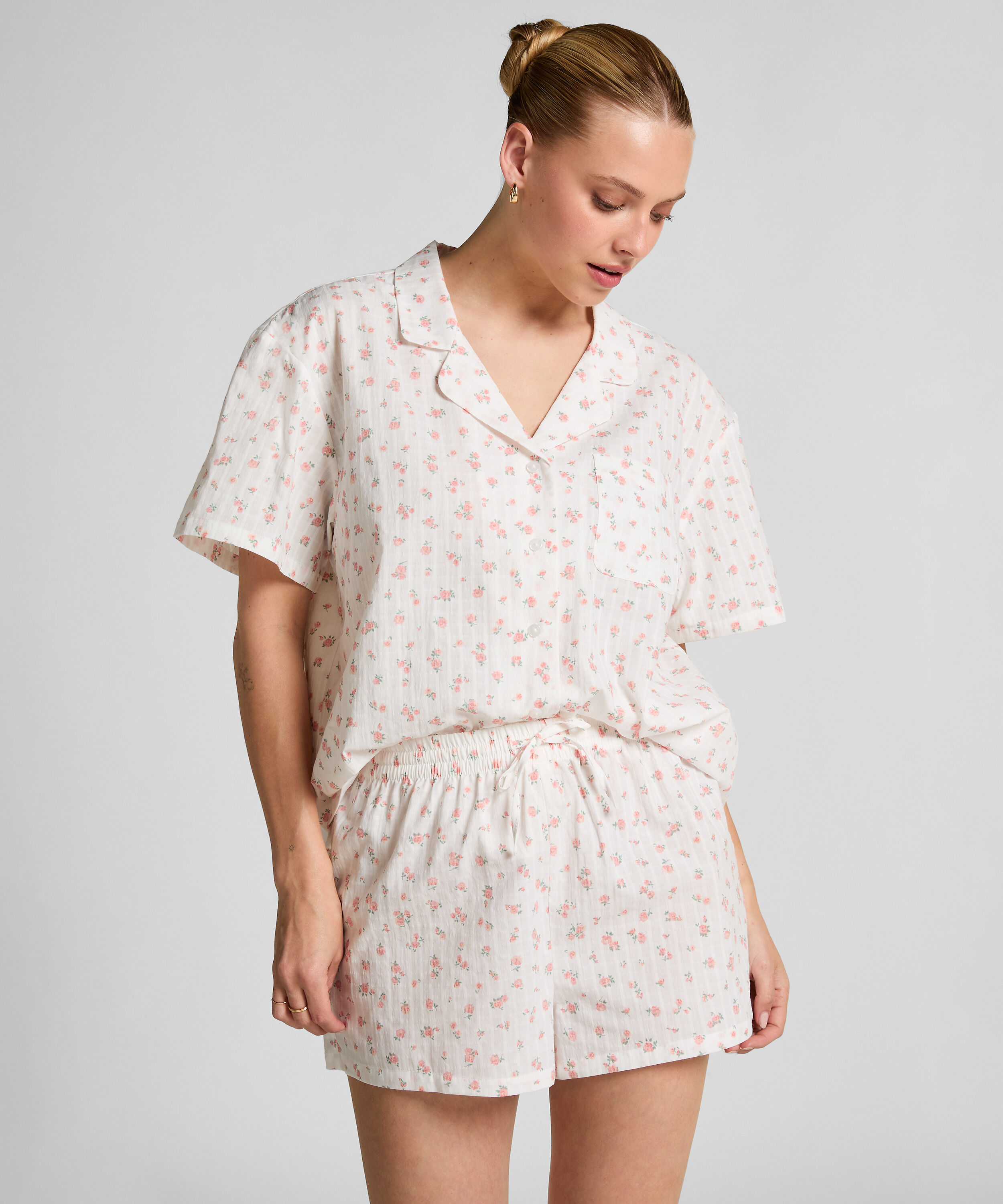 Pantalones cortos de pijama tejidos, Blanco