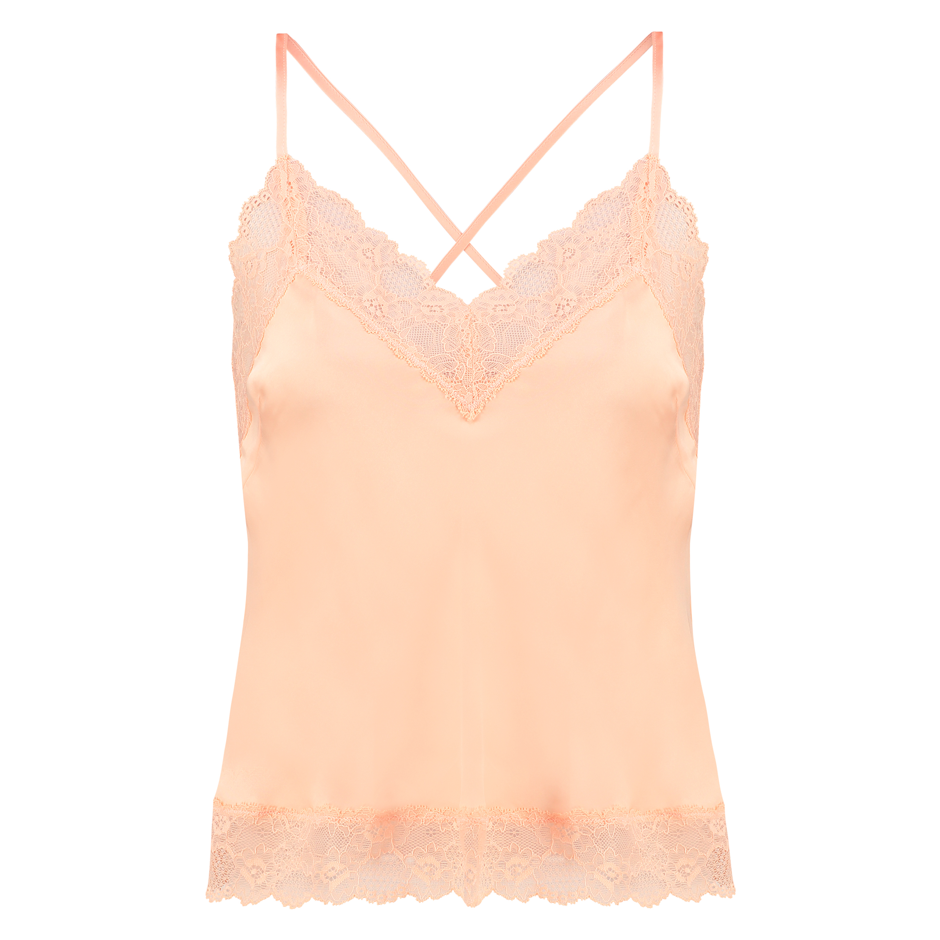 Camiseta top Satin Lace, Naranja, main
