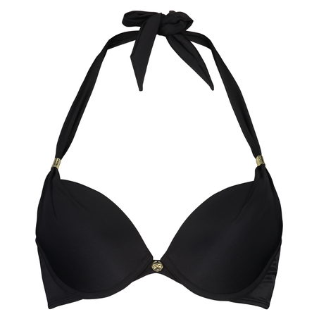 Top de bikini push-up preformado Boho Chic, Negro