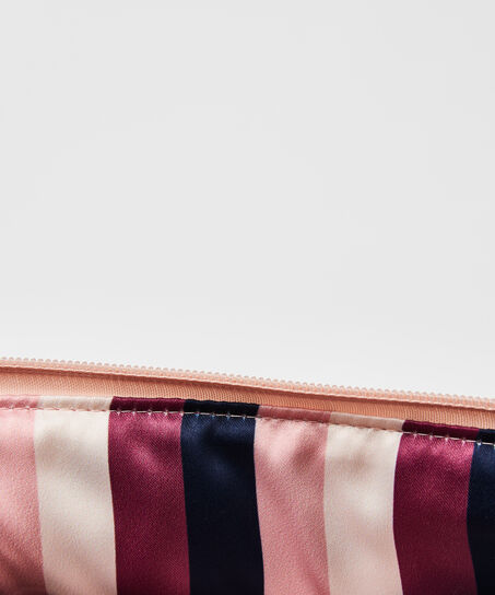 Bolsa de maquillaje satinada con pajaritos, Rosa