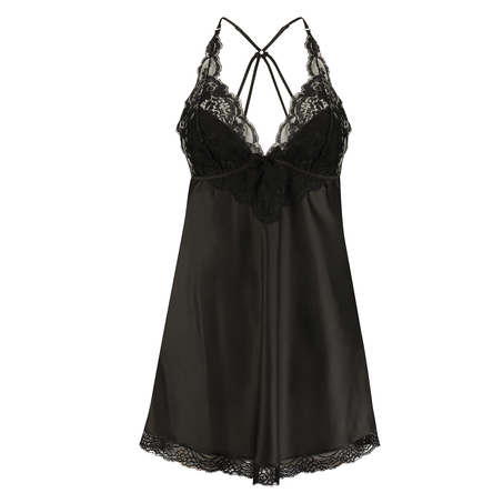 Vestido combinación Lessie Satin, Negro