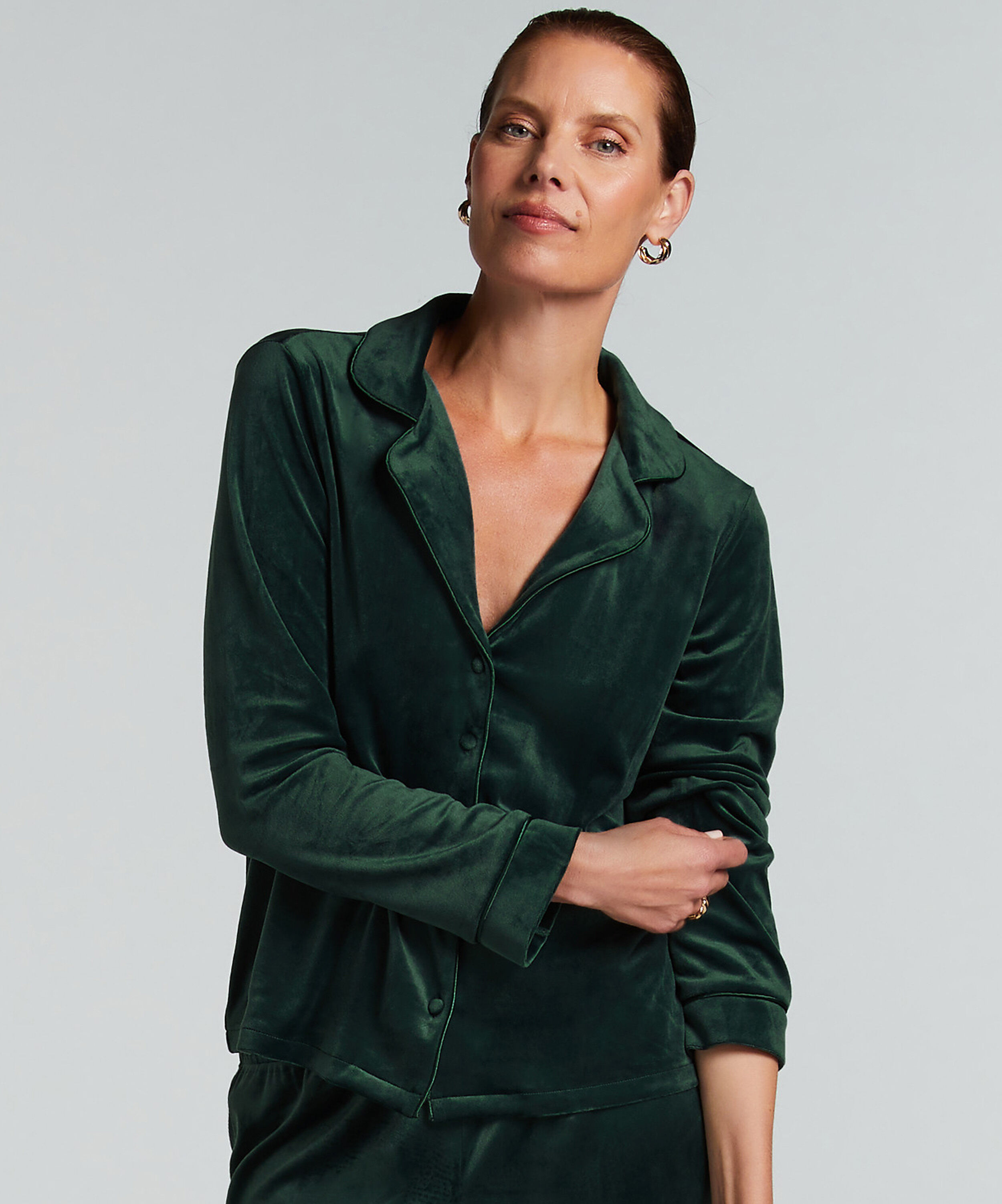Chaqueta de terciopelo de manga larga, Verde