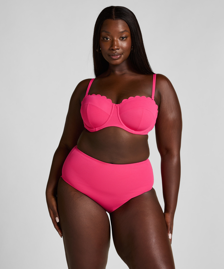 Braguita de bikini de cintura alta Scallop Rio, Rosa