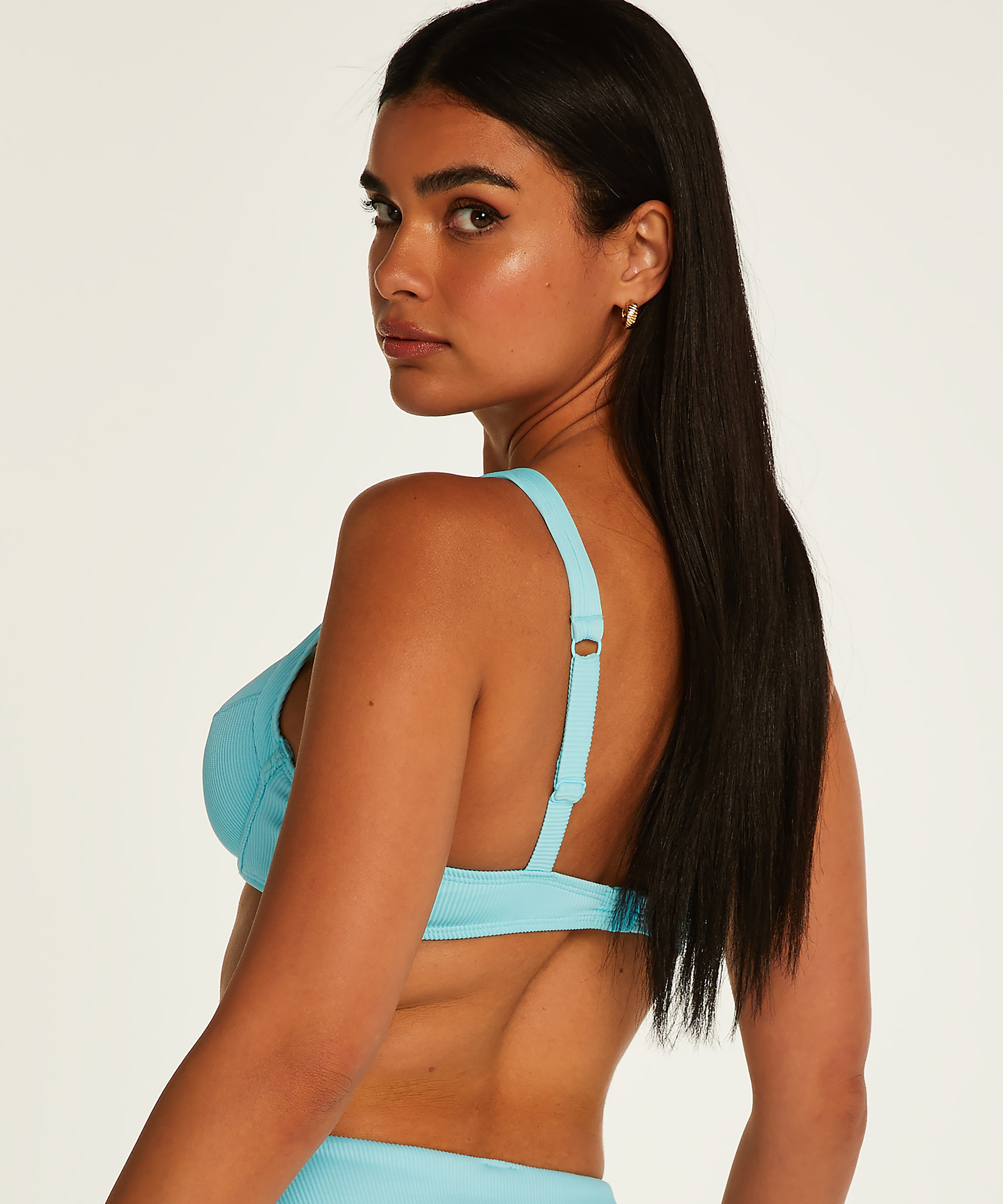 Top de bikini de aros no preformado Texture, Negro, main