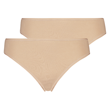 Juego de 2 tangas micro Kim Cotton, Beige
