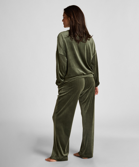 Petite Pantal&oacute;n de pijama de terciopelo, Verde