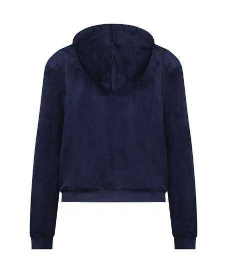 Chaqueta con capucha de terciopelo, Azul