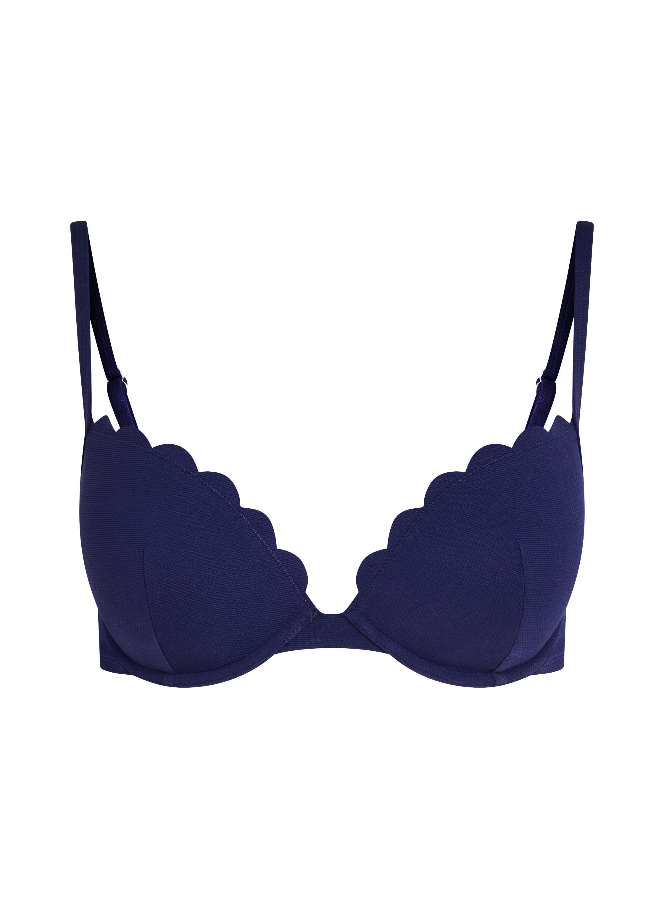 Top de bikini preformado con efecto realce Scallop Copa A - E, Azul Top de bikini preformado con efecto realce Scallop Copa A - E, Azul