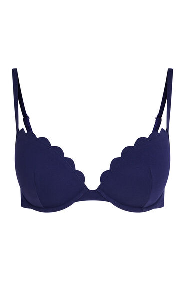 hunkemoller top de bikini preformado con efecto realce scallop copa a - e azul