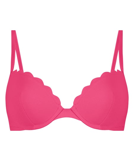 Top de bikini con aros preformado Scallop, Rosa