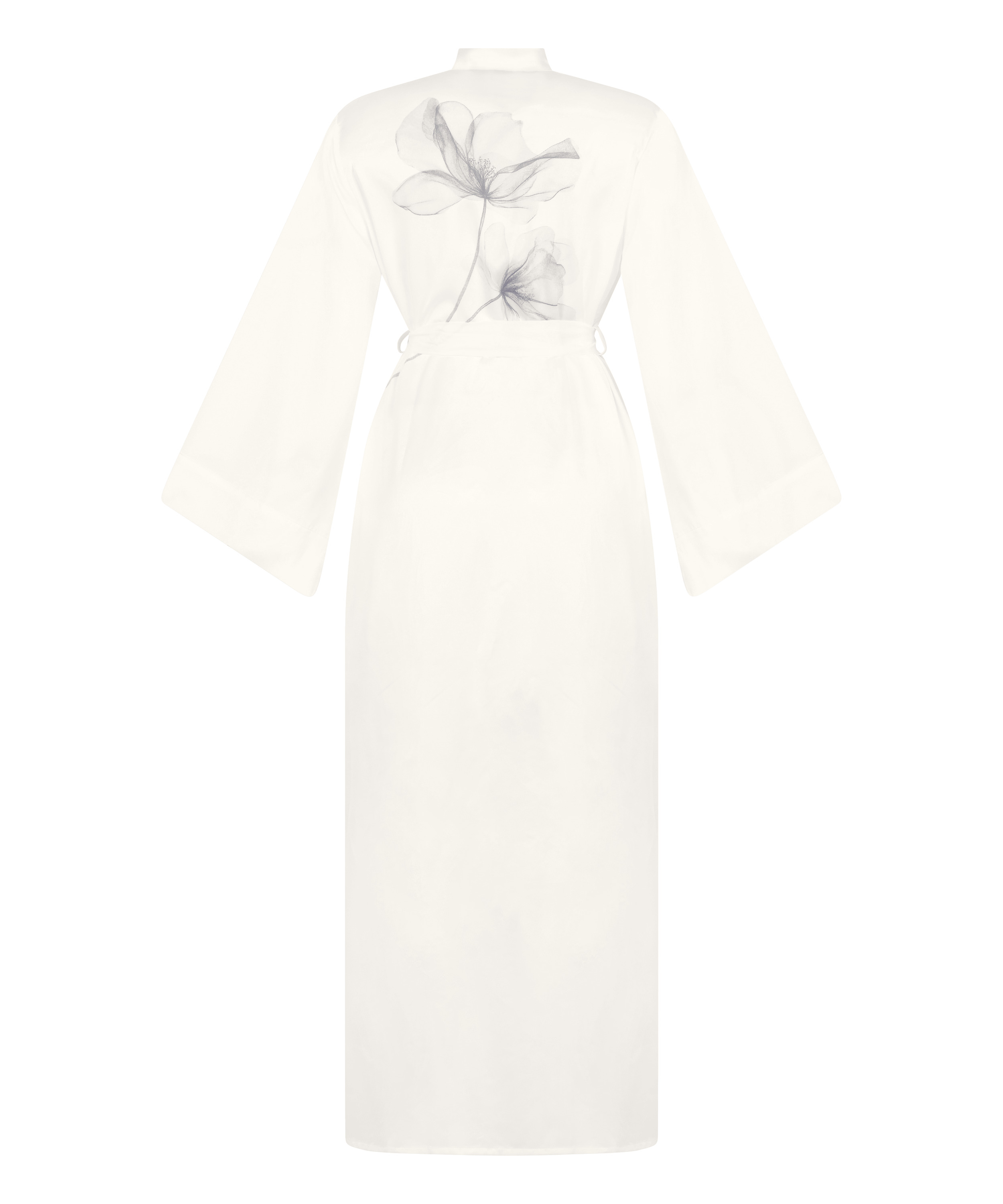 Kimono largo satinado floral, Blanco, main