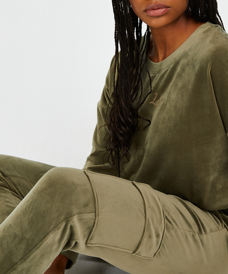 Pantal&oacute;n para correr de terciopelo Cargo, Verde