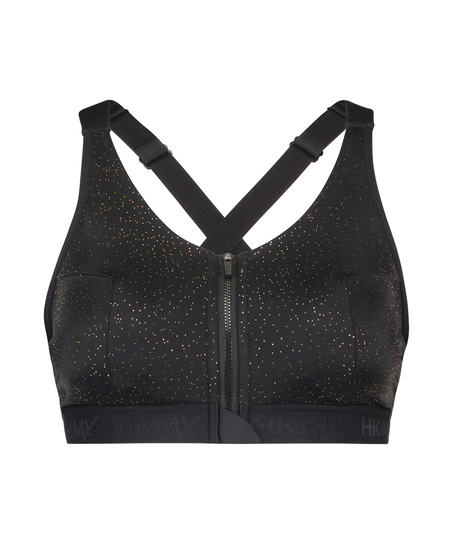 ﻿Sujetador deportivo HKMX The Pro Level 3 Brillo Dorado, Negro