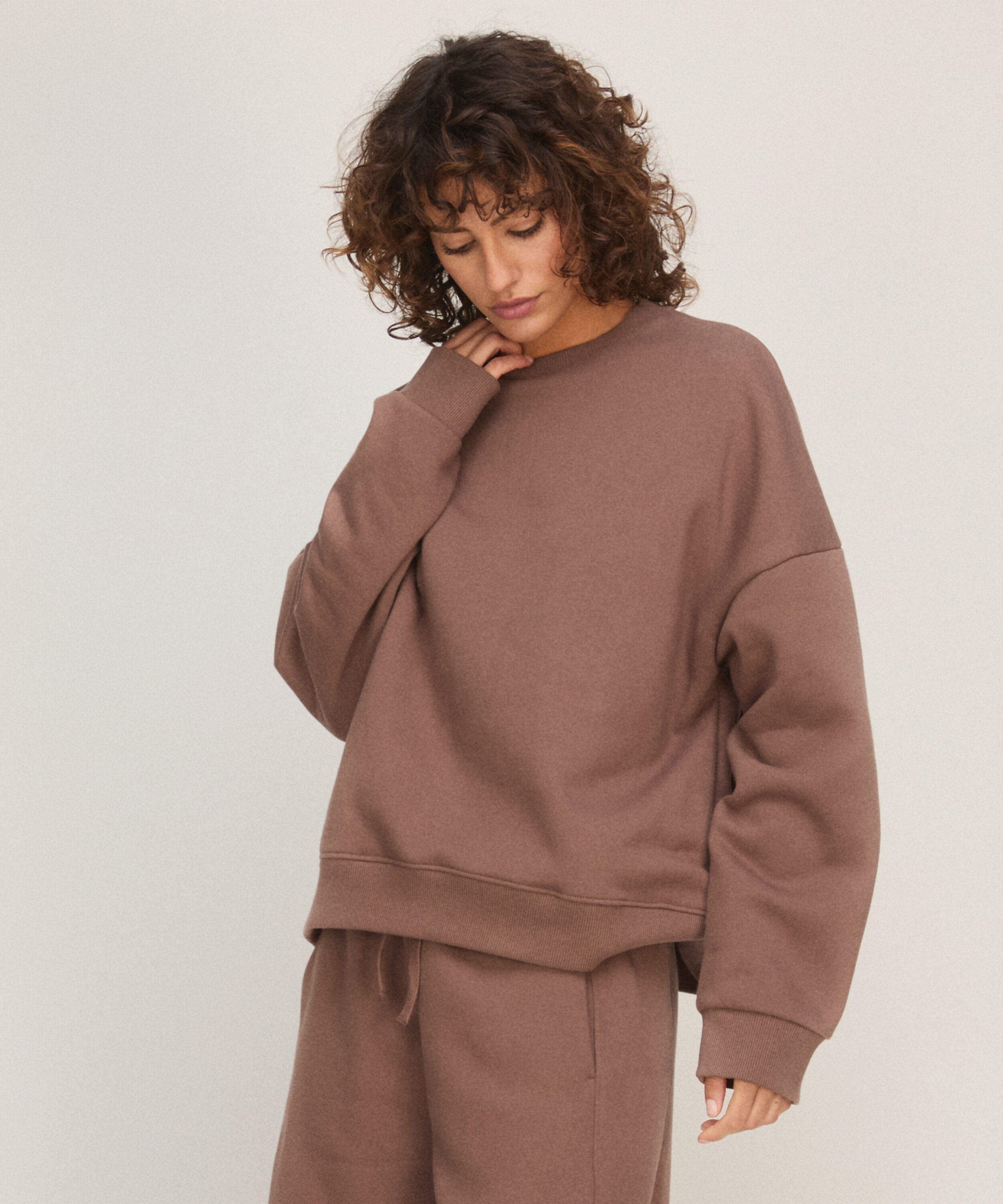 Sudadera de Cuello Redondo de Felpa Afelpada