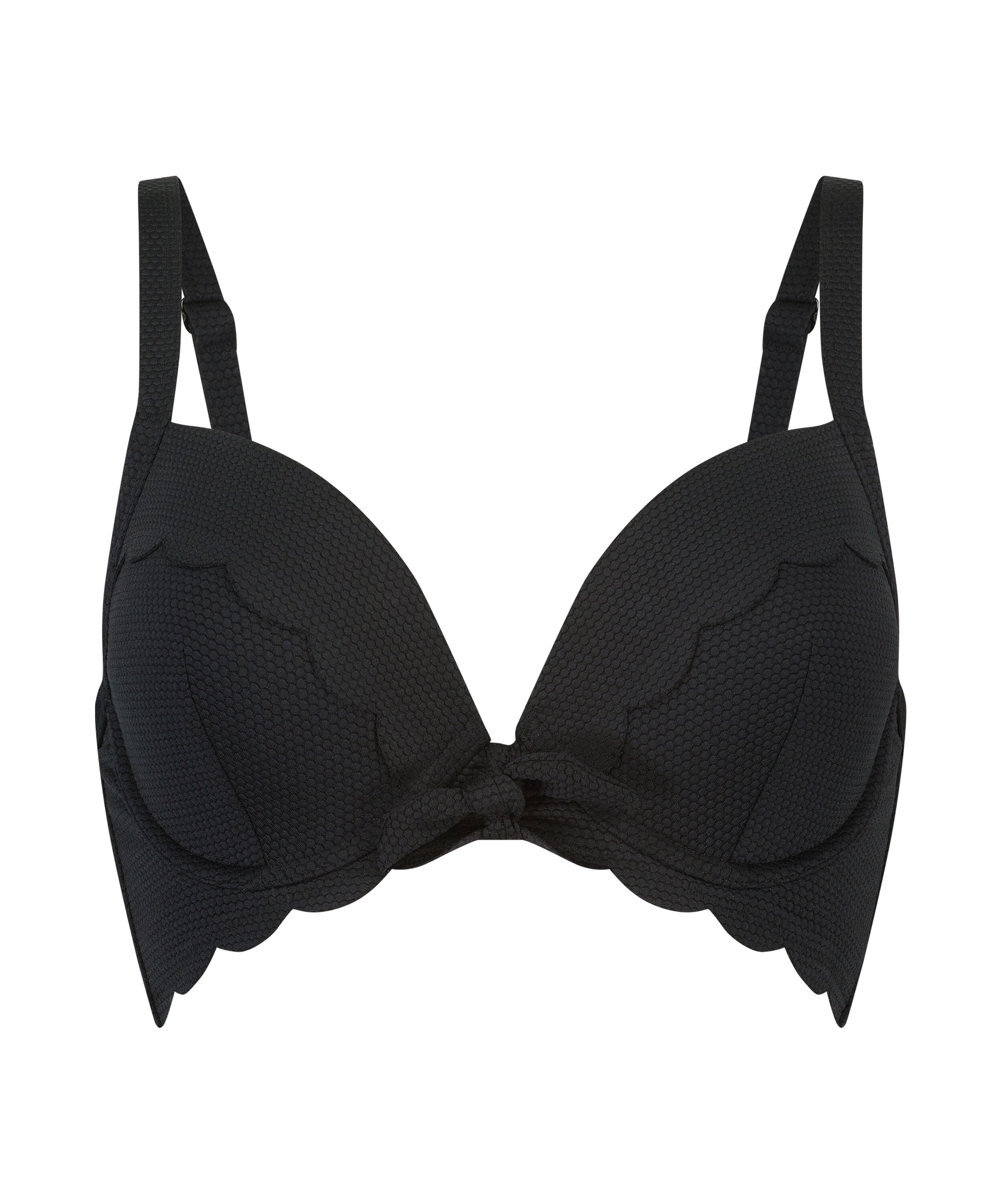 Top de bikini con aros preformado Scallop, Negro Top de bikini con aros preformado Scallop, Negro
