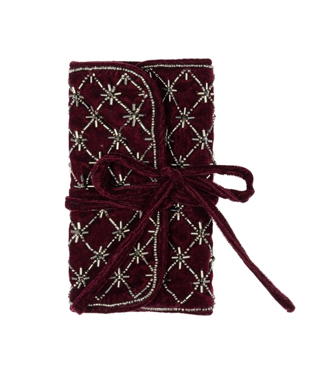 Estuche de bisutería con cuentas, Morado