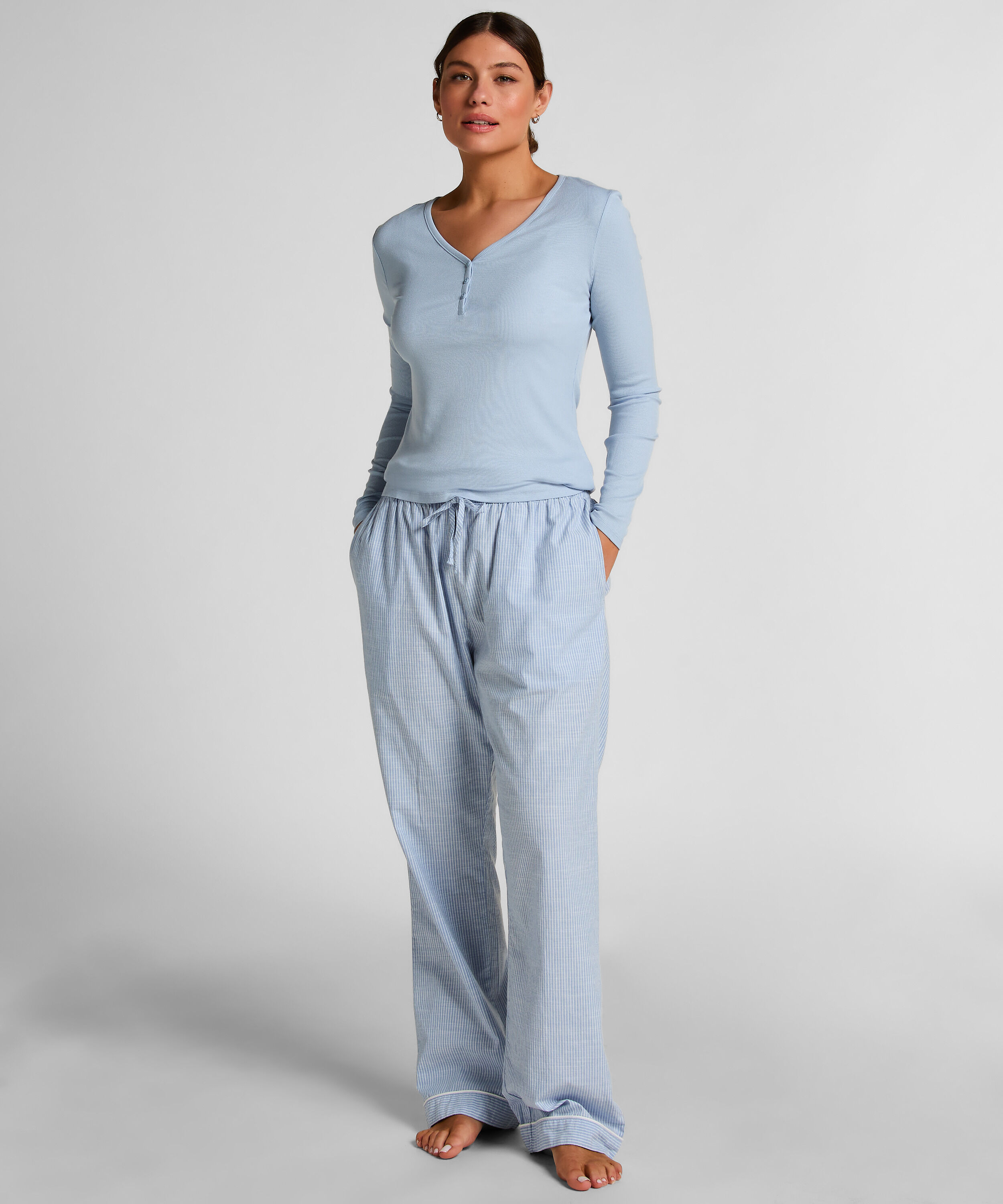 Top de pijama de manga larga Henley