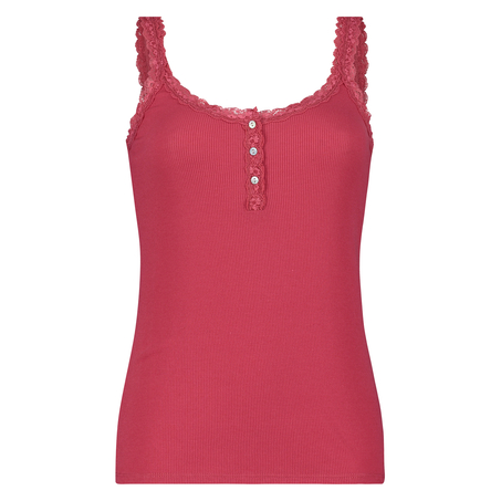 Singlet top cami rib lace, Rojo